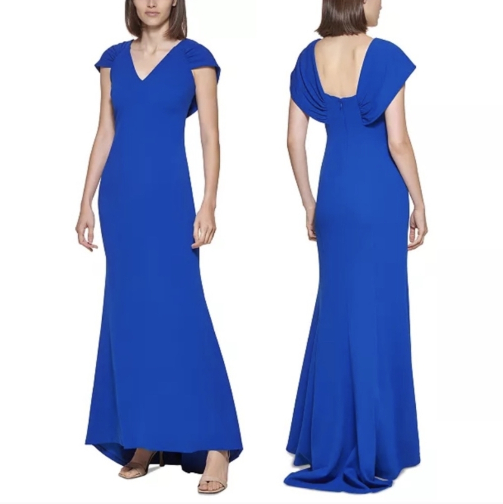 Calvin Klein Capelet Evening Dress Blue 10